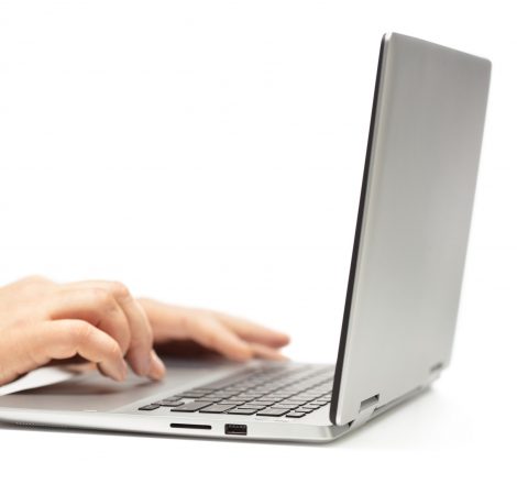 laptop with man's hands